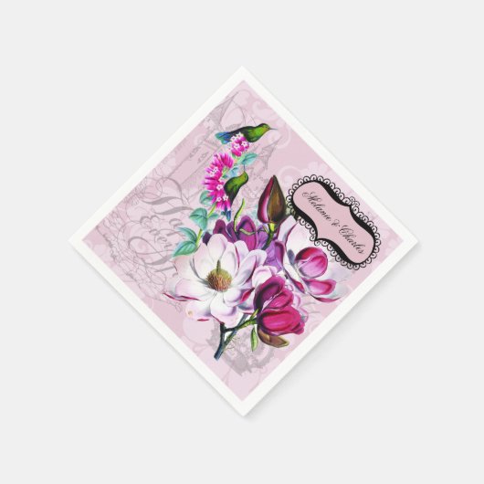 Kolibries Magnolia's Trouwpapier Servetten (Hoek)