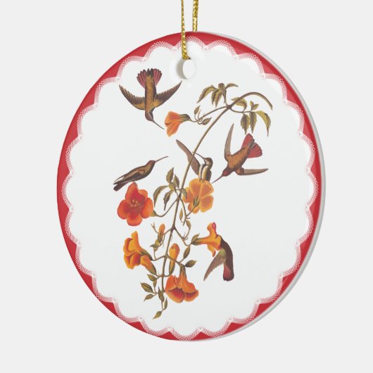  kolibries met bloeiende trompetwijnstok keramisch ornament (Links)