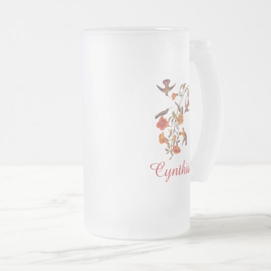 Kolibries met Bloeiende Wijnstok Art Matglas Bierpul (Voorkant rechts)