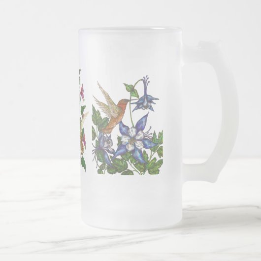 Kolibries met bloemen matglas bierpul (Rechts)