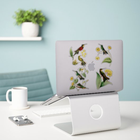  kolibries met tropische Planten Sticker (Laptop op bureau)