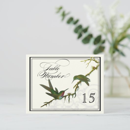 Kolibries n Swirls - Tafel Plaatskaart Nummers Briefkaart (Staand voorkant)