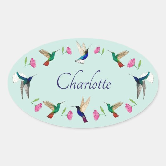 Kolibries Naam Ovale Sticker (Voorkant)