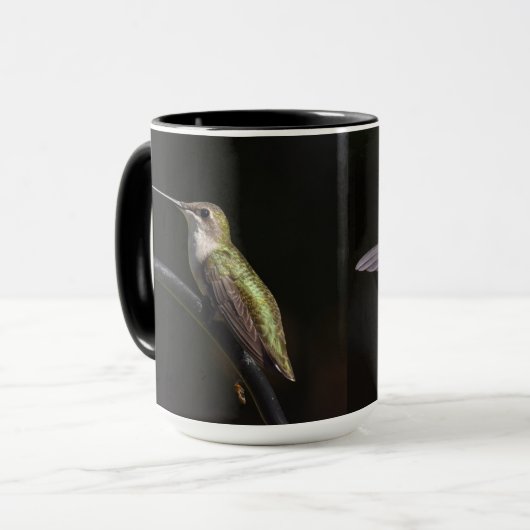 Kolibries op zwart mok (Voorkant links)