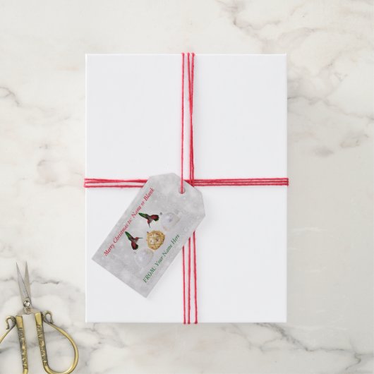 Kolibries & Ornamenten Cadeaulabel (Met Touw)
