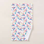 Kolibries Pastel Blauw Roze Vogel Patroon Ontwerp Bad Handdoek (Handdoek)