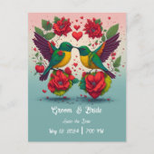 Kolibries redden de datum aankondigingskaart (Voorkant)