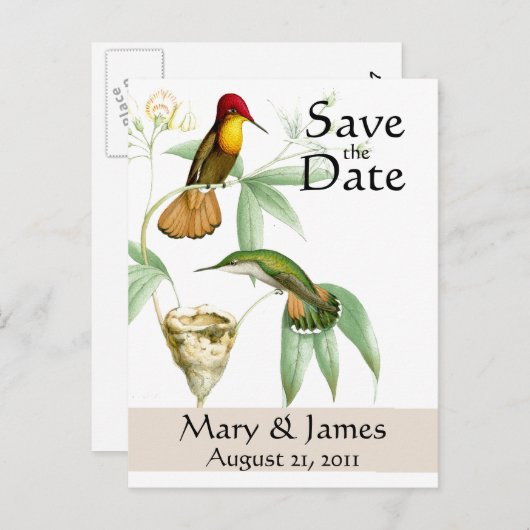 Kolibries Save the Date Briefkaart (Voorkant / Achterkant)