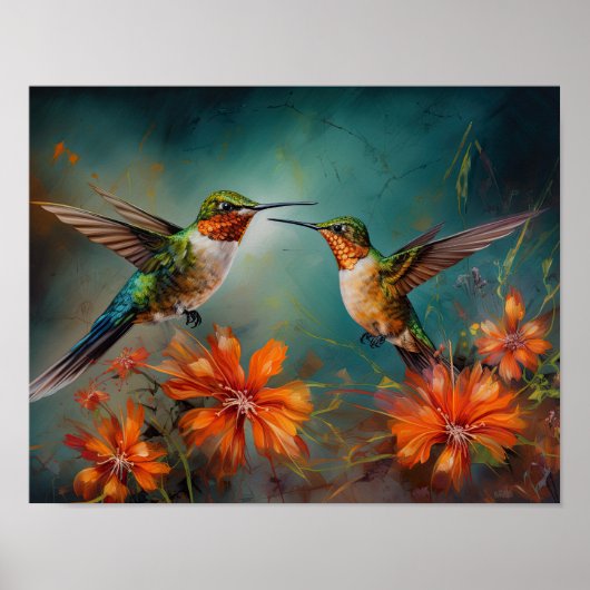 Kolibries Schilderen Kunst Print Poster (Voorkant)