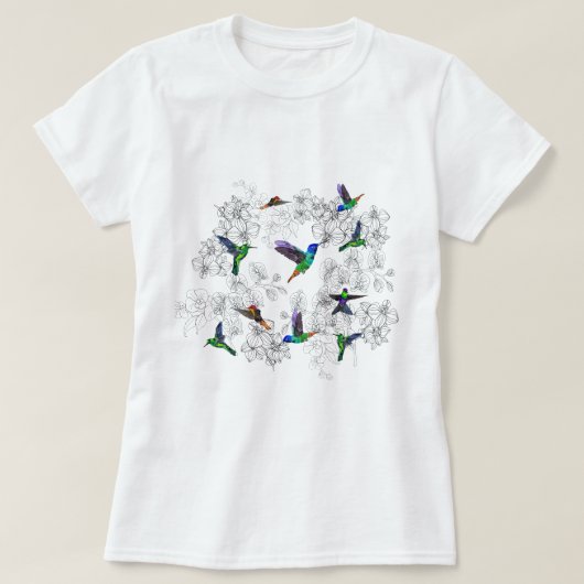 Kolibries T-shirt Orchidee Bloemen (Design voorkant)