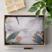 Kolibries tijdens de vlucht op bloemenachtergrond tissuepapier (Geschenk)