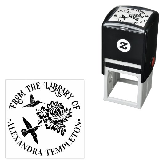 Kolibries & Tropische Hibiscus Bloemen Bibliotheek Zelfinktende Stempel (In situ)