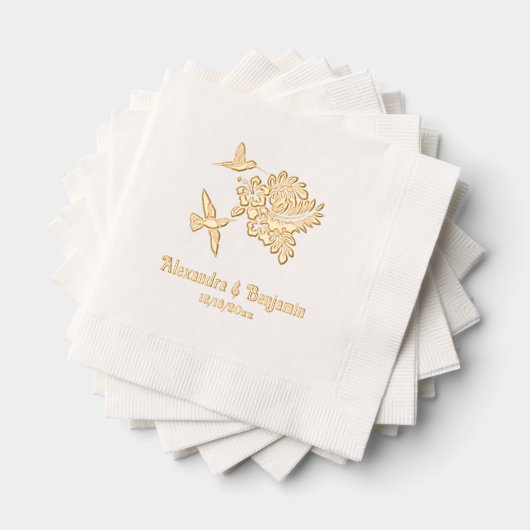 Kolibries & Tropische Hibiscussen Naam Datum Folie Servetten (Insitu (Gestapeld))