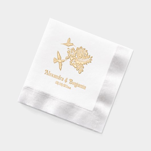 Kolibries & Tropische Hibiscussen Naam Datum Folie Servetten (Links)