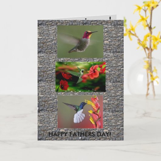 Kolibries Vaderdag kaart (Gele Bloem)