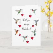 Kolibries Valentijnsdag Kaart (Gele Bloem)