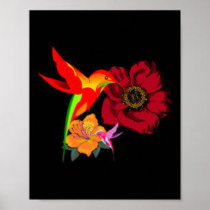 Kolibries voeden zich met bloemen Grafische kunst Poster