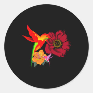 Kolibries voeden zich met bloemen Grafische kunst Ronde Sticker
