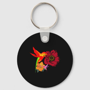 Kolibries voeden zich met bloemen Grafische kunst Sleutelhanger