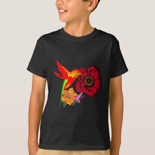 Kolibries voeden zich met bloemen Grafische kunst T-shirt (Voorkant)