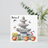 kolibries | Waterfontein | Bloemen Feestdagenkaart (Staand voorkant)