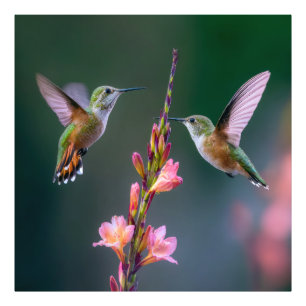 Kolibriesliriskruid Bloemen Iriserend Paar Foto Afdruk