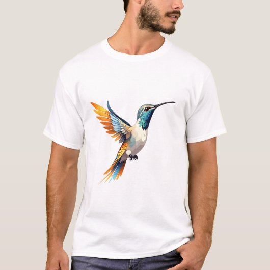 Kolibrievectorkunst met levendige kleuren t-shirt (Voorkant)