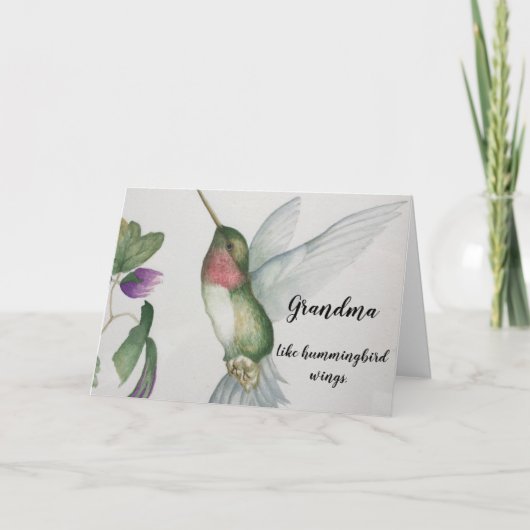 Kolibrievleugels Waterverf Moederdag Kaart (Voorkant)