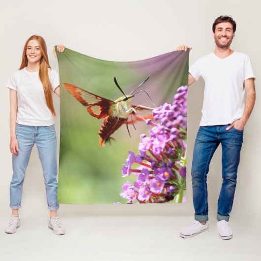 Kolibrievlinder op een vlinderstruik fleece deken (In situ)