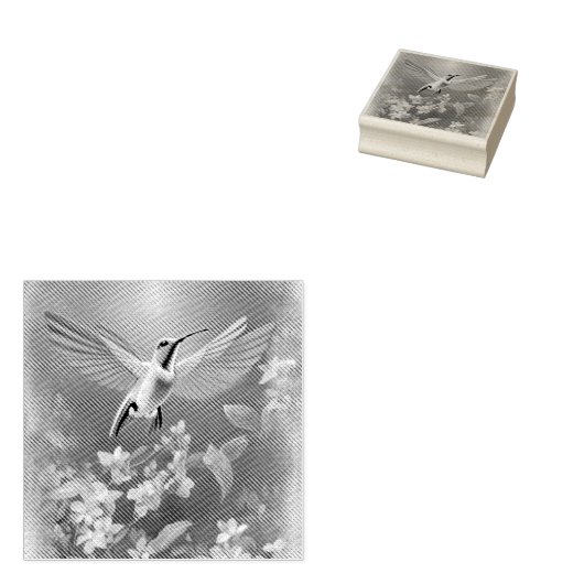 Kolibrievlucht Rubberstempel (Gestempeld)