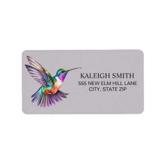 Kolibris Paars Natuur Adres Etiket (Voorkant)