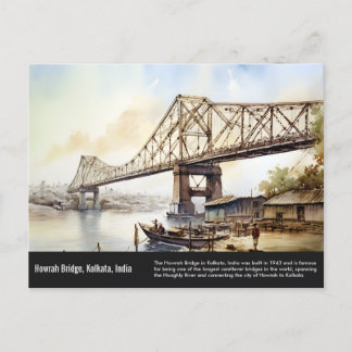 Kolkata Howrah Bridge waterverf schilderij. Briefkaart