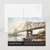 Kolkata Howrah Bridge waterverf schilderij. Briefkaart (Voorkant / Achterkant)