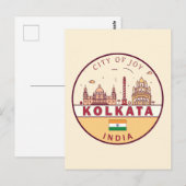 Kolkata India City Skyline Embleem Briefkaart (Voorkant / Achterkant)