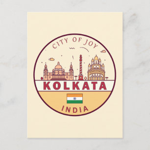 Kolkata India City Skyline Embleem Briefkaart