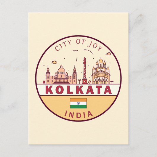 Kolkata India City Skyline Embleem Briefkaart (Voorkant)