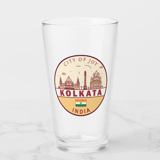 Kolkata India City Skyline Embleem Glas (Voorkant)