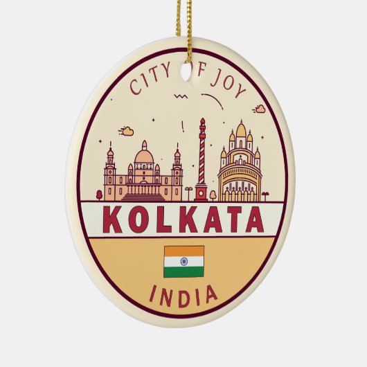 Kolkata India City Skyline Embleem Keramisch Ornament (Rechts)