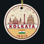 Kolkata India City Skyline Embleem Keramisch Ornament<br><div class="desc">Kolkata minimalistisch,  kleurrijk kunstontwerp met monumenten en bezienswaardigheden van de stad in India.</div>