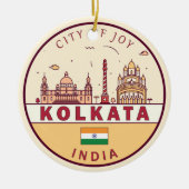 Kolkata India City Skyline Embleem Keramisch Ornament (Voorkant)