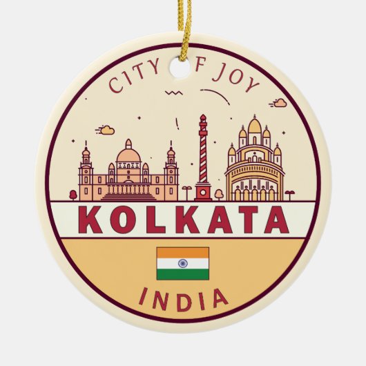 Kolkata India City Skyline Embleem Keramisch Ornament (Voorkant)