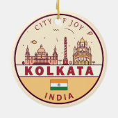 Kolkata India City Skyline Embleem Keramisch Ornament (Achterkant)