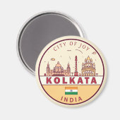 Kolkata India City Skyline Embleem Magneet (Voorkant / Achterkant)