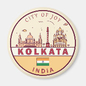 Kolkata India City Skyline Embleem Magneet (Voorkant)