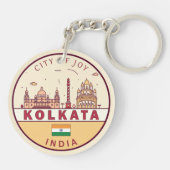 Kolkata India City Skyline Embleem Sleutelhanger (Achterkant)