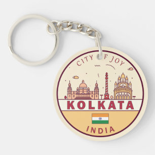 Kolkata India City Skyline Embleem Sleutelhanger