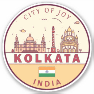 Kolkata India City Skyline Embleem Sticker