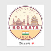 Kolkata India City Skyline Embleem Sticker (Vel)