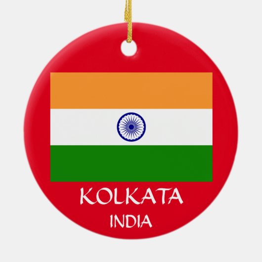 Kolkata India kerstversiering Keramisch Ornament (Achterkant)