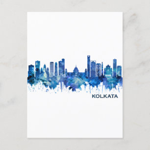 Kolkata West Bengal Skyline Blue Feestdagenkaart